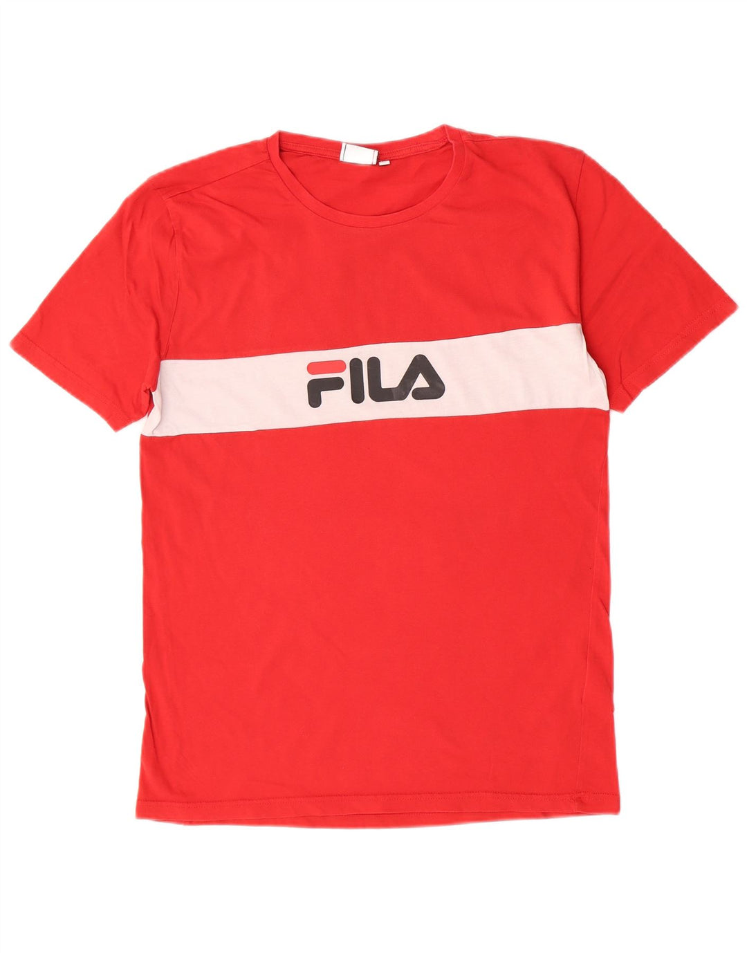 Camiseta masculina Fila Graphic Top médio vermelho algodão colorblock
