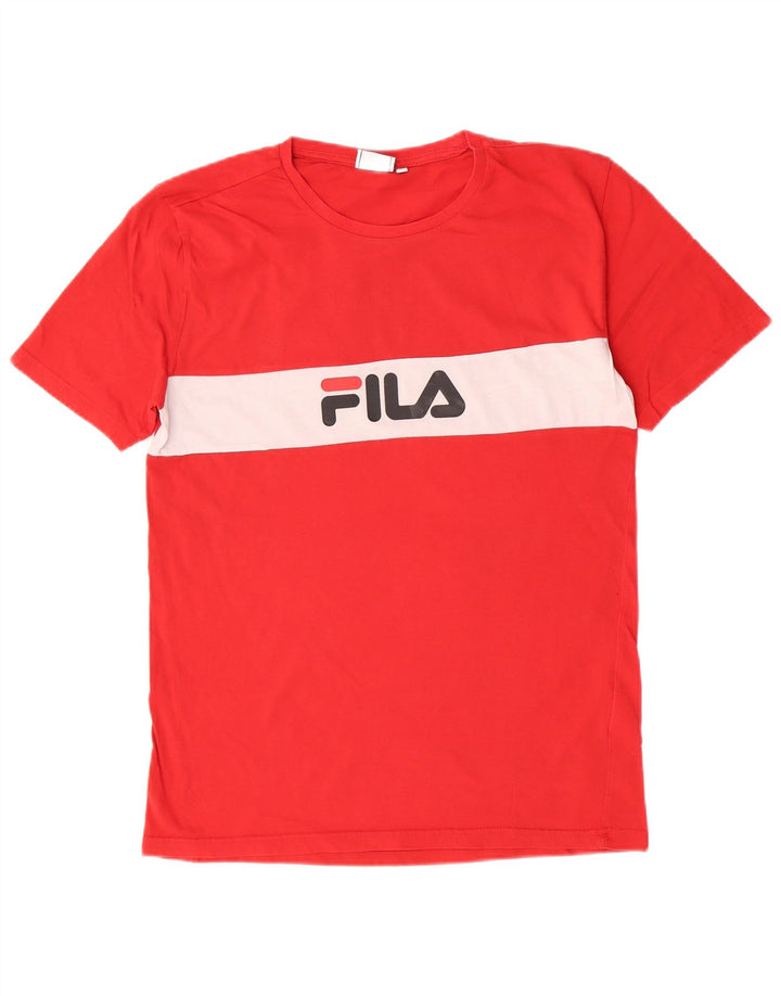 Camiseta masculina Fila Graphic Top médio vermelho algodão colorblock