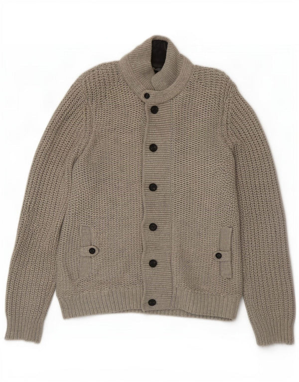 Suéter cardigã masculino Ted Baker tamanho 6 2XL algodão cinza