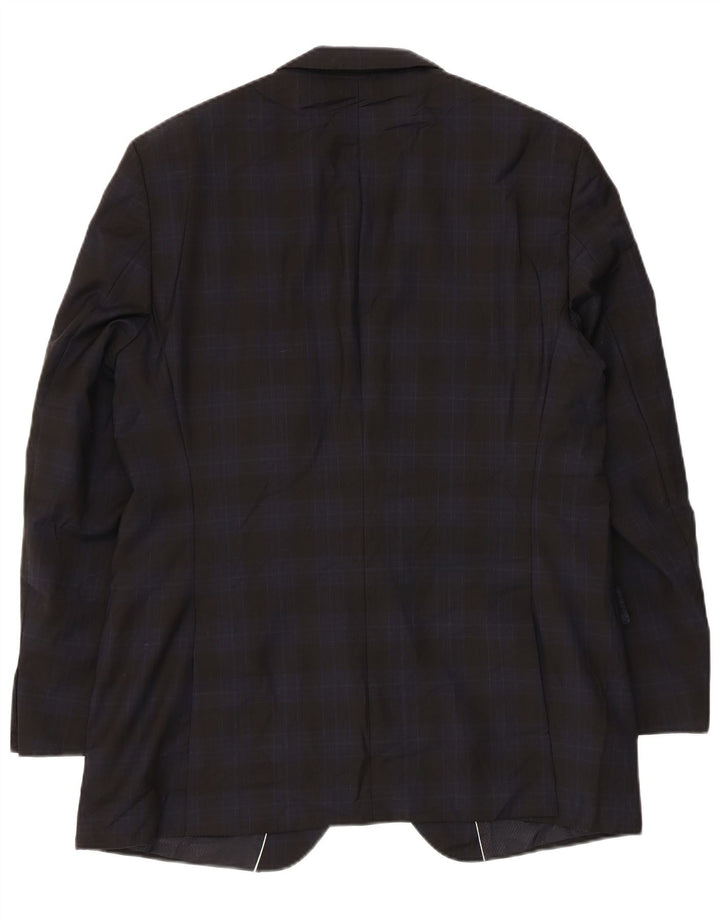 Jaqueta Blazer Masculina Hugo Boss com 2 Botões EU 52 XL Azul Marinho Xadrez Lã Virgem