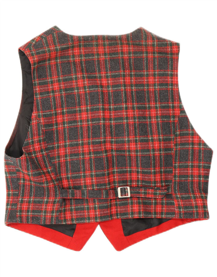 Colete feminino C&A UK 16 grande poliéster xadrez vermelho