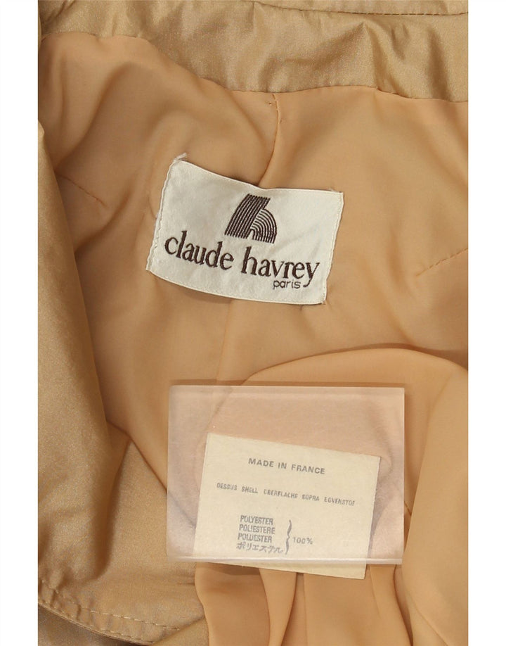 Trench coat feminino Claude Havrey com peito duplo Reino Unido 14 médio bege