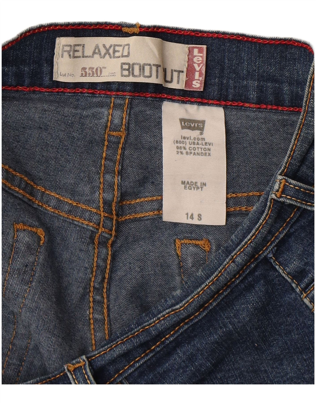 Calça jeans feminina Levi's 550 Relaxed Fit Bootcut US 14 XL W34 L30 Azul Algodão