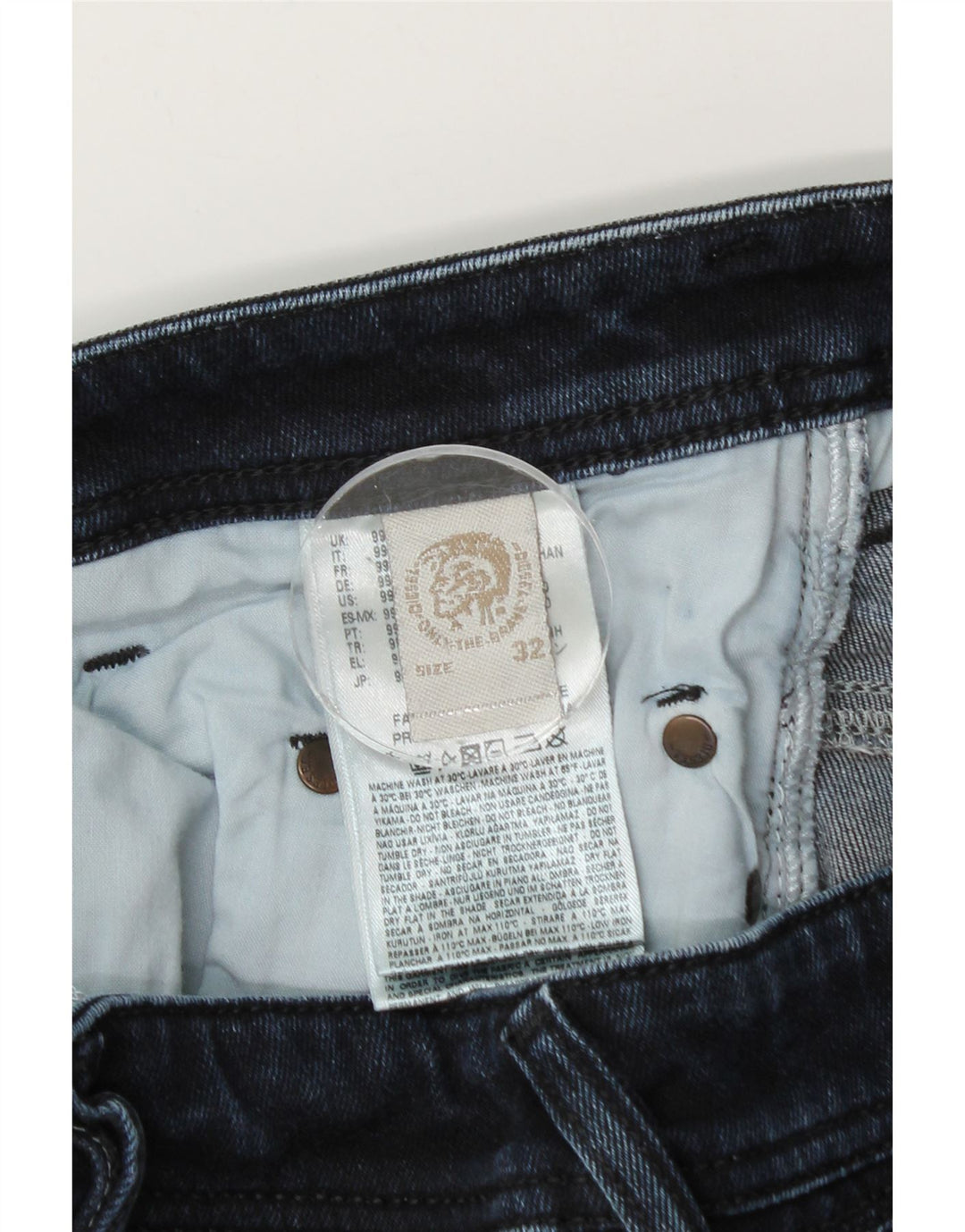 Diesel Mens Slim Jeans W32 L32 Azul Marinho Algodão