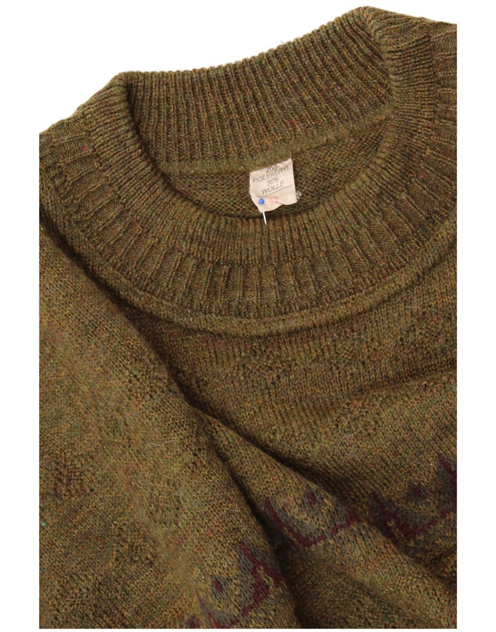 Suéter feminino VINTAGE com gola redonda IT 52 2XL verde geométrico