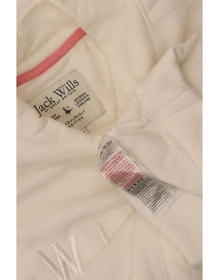 Suéter feminino com estampa gráfica Jack Wills Reino Unido 14 grande branco