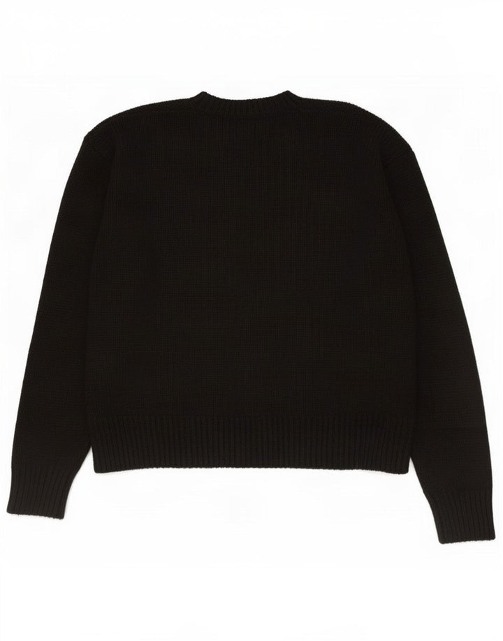 Suéter feminino Zara com gola redonda grande, Reino Unido 10, pequeno, preto, poliéster