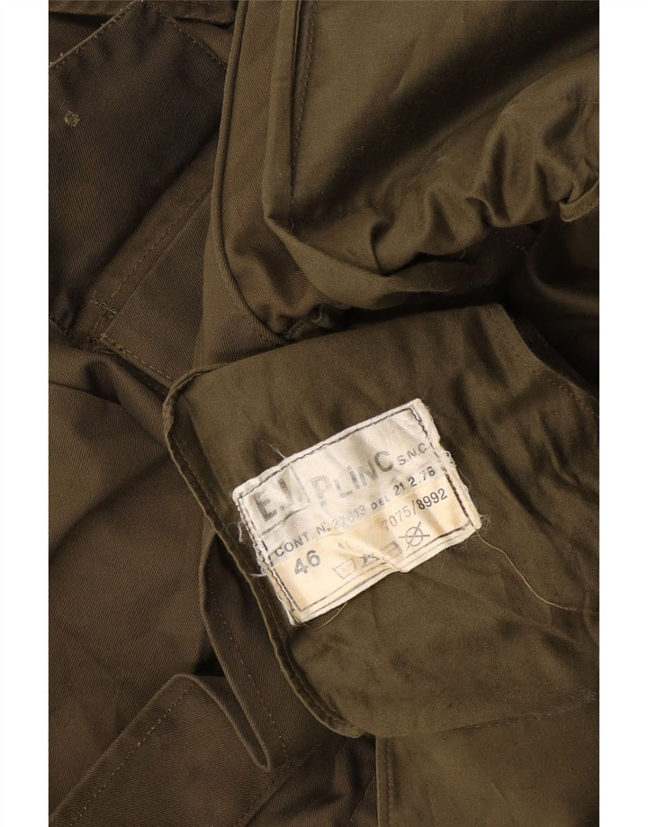 Jaqueta militar masculina vintage UE 46 pequena cáqui