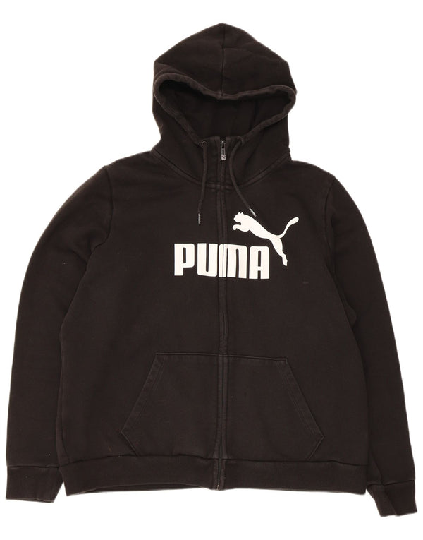 Suéter feminino Puma com capuz e zíper gráfico UK 20 2XL algodão preto