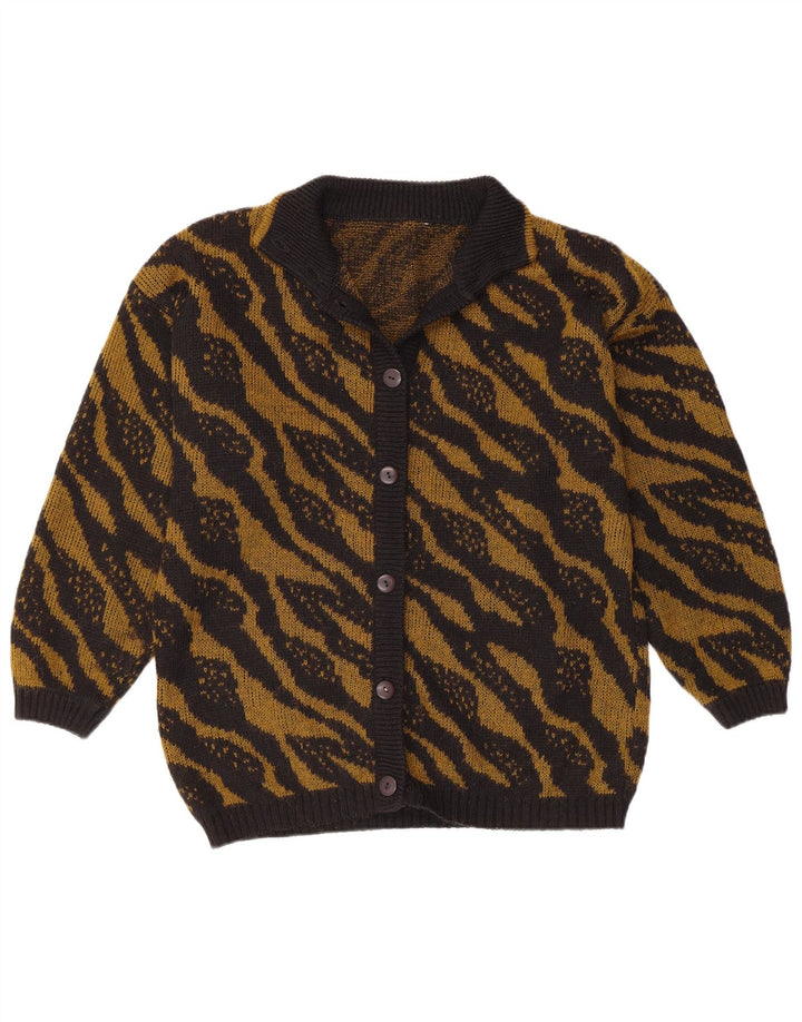 Suéter cardigã feminino VINTAGE Reino Unido 16 listrado preto grande