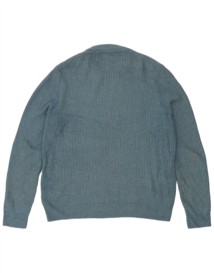 Suéter masculino Marks & Spencer com gola redonda e poliamida azul médio