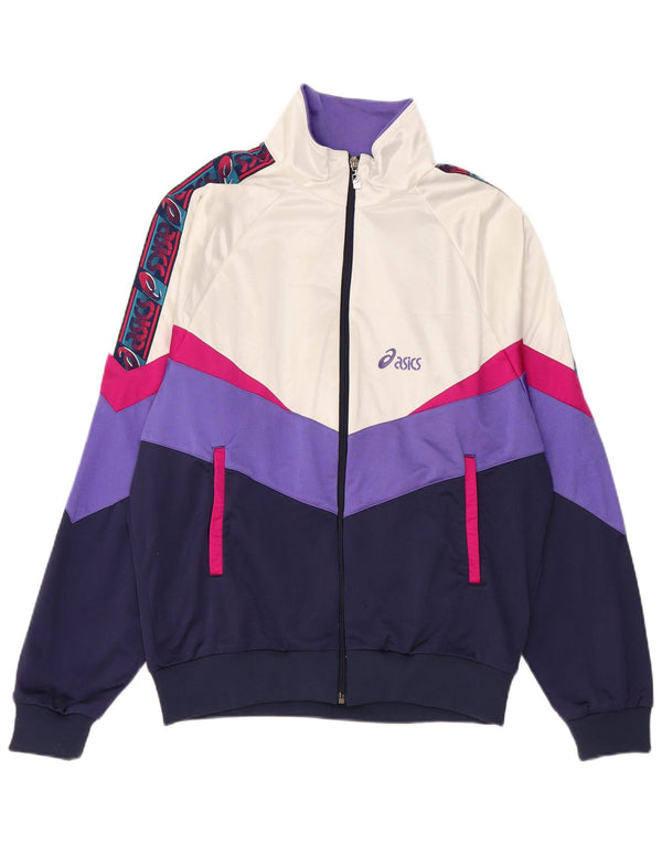 Asics Mens Graphic Tracksuit Top Jacket IT 52 Grande bloco colorido azul marinho