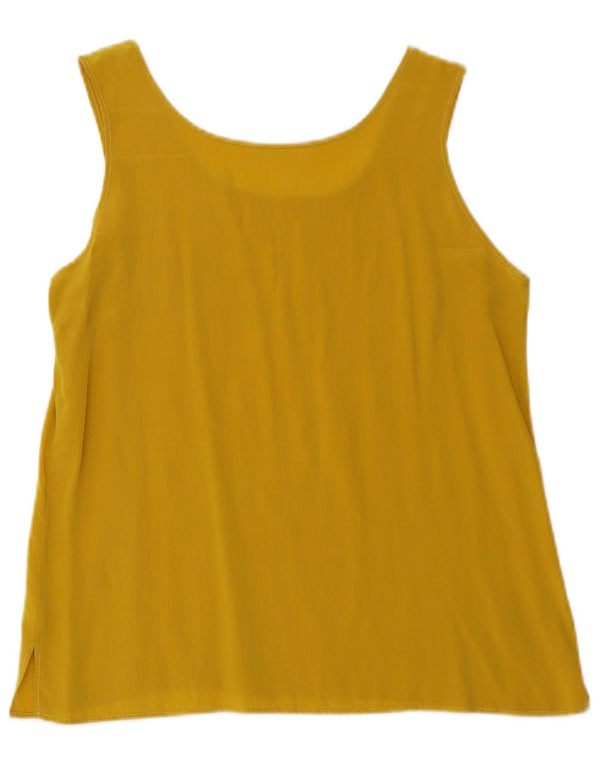 Blusa feminina vintage sem mangas Top UK 8 seda amarela pequena