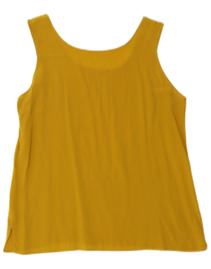 Blusa feminina vintage sem mangas Top UK 8 seda amarela pequena