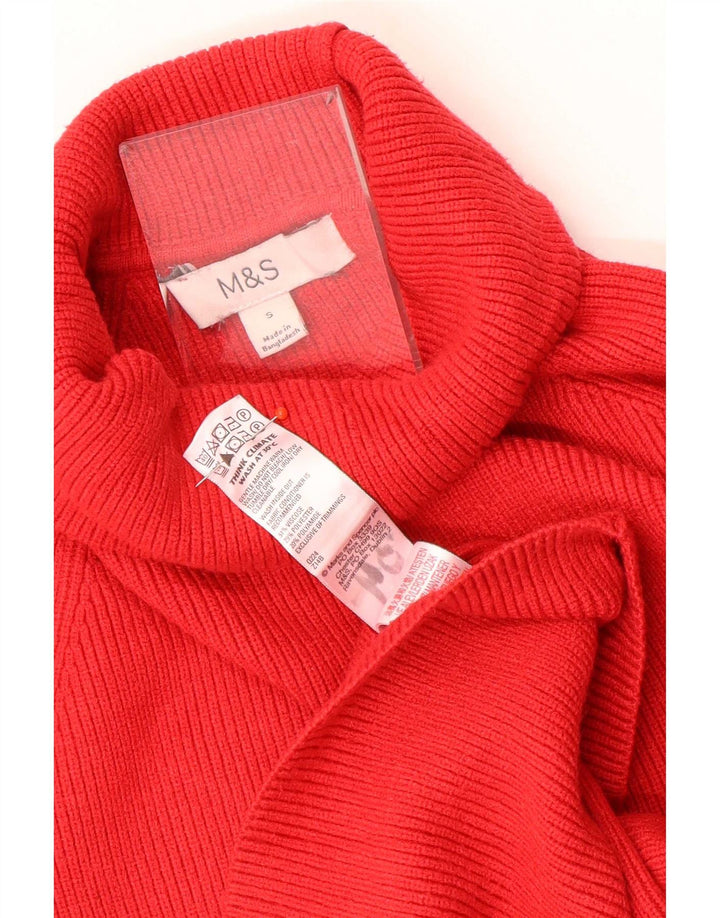 Suéter feminino Marks & Spencer com gola redonda e viscose vermelha pequena Reino Unido 10