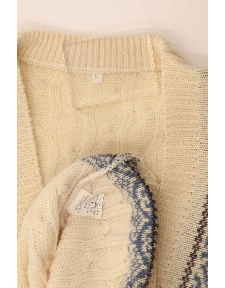 Colete masculino vintage regata grande off white Fair Isle Wool