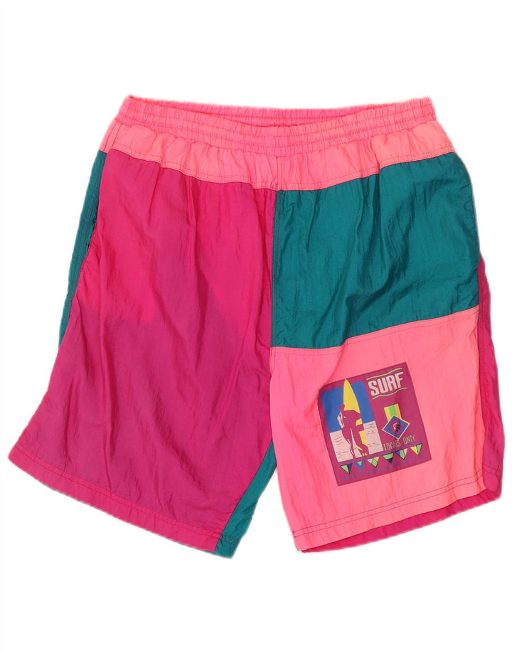 Roupa de banho masculina vintage XL rosa Colourblock poliamida