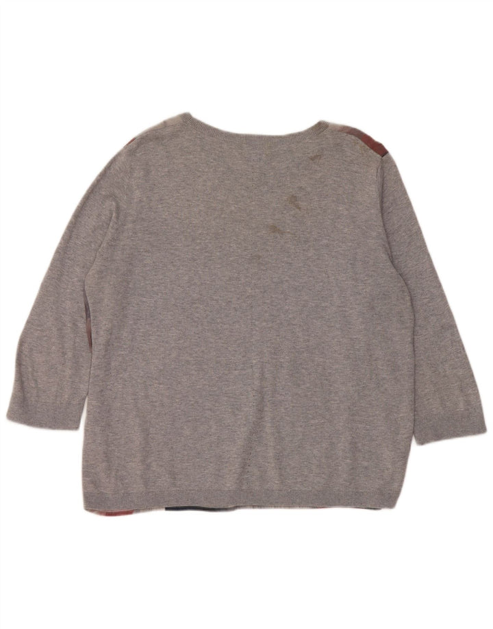 Suéter feminino Jigsaw com gola canoa Reino Unido 16 grande multicolorido