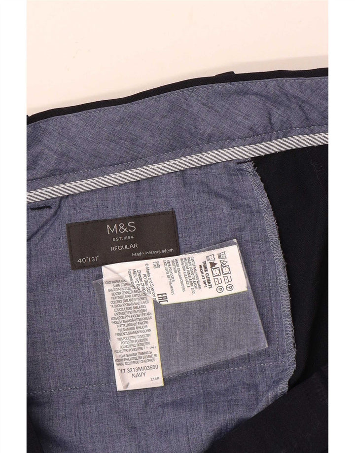 Calça masculina reta regular Marks & Spencer W40 L31 azul marinho
