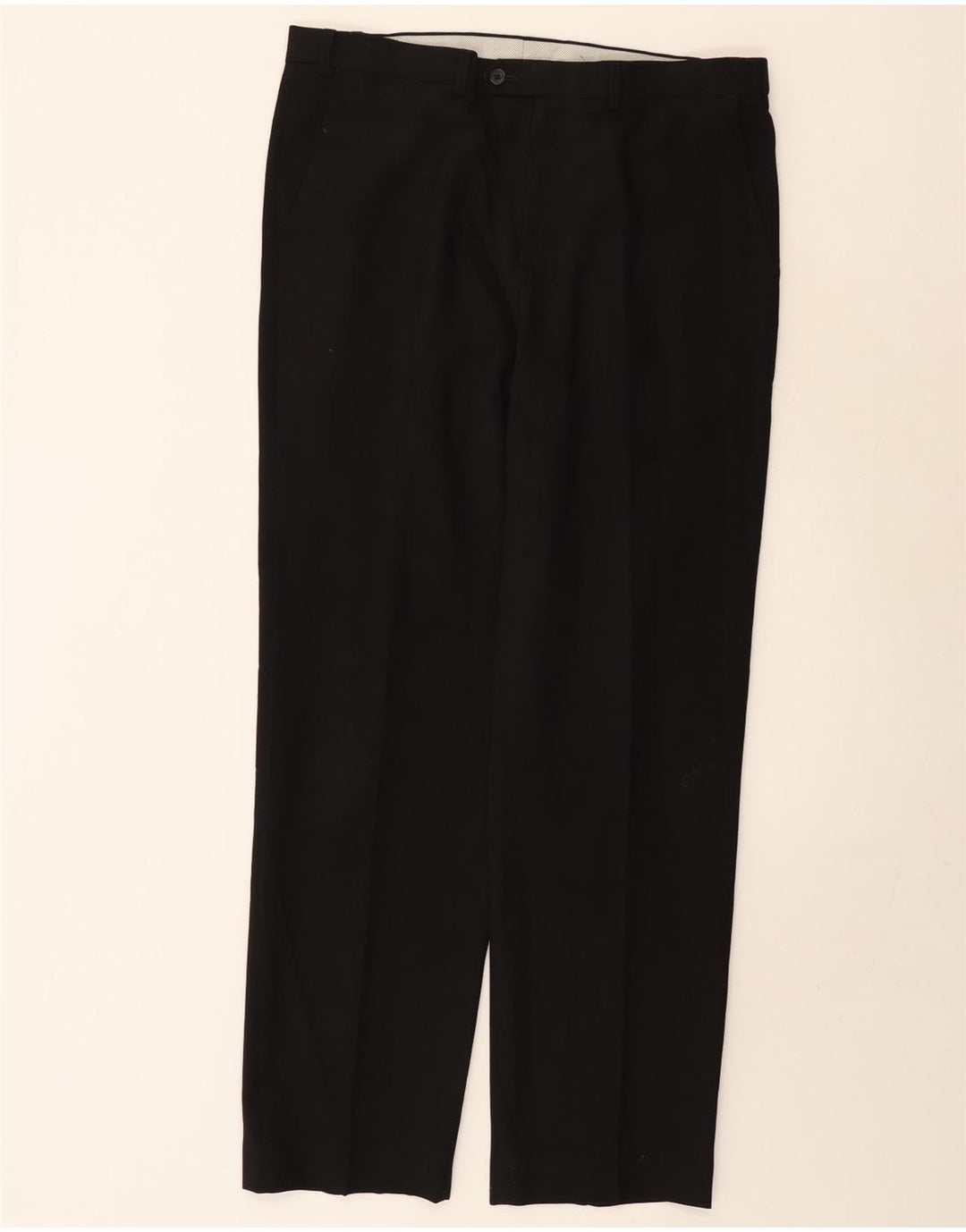 Calça masculina de ajuste regular MARKS & SPENCER W36 L33 poliéster preto