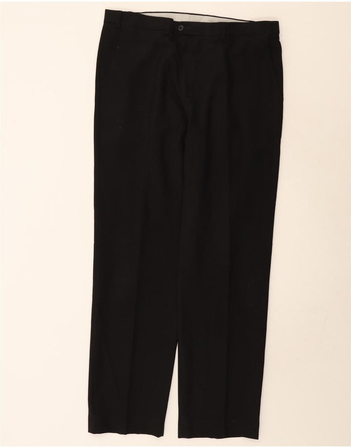 Calça masculina de ajuste regular MARKS & SPENCER W36 L33 poliéster preto