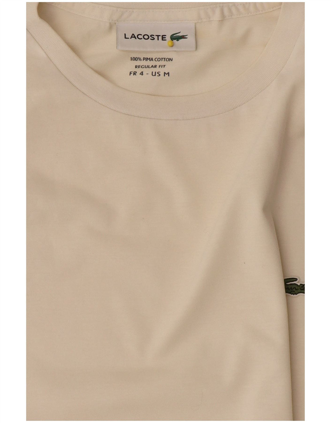 Camiseta feminina Lacoste Regular Fit tamanho 4 médio off white algodão