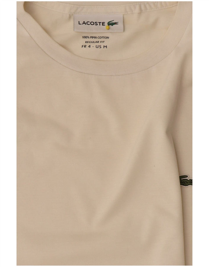 Camiseta feminina Lacoste Regular Fit tamanho 4 médio off white algodão