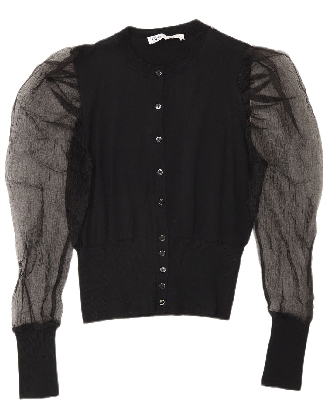 Zara Cardigan feminino top médio preto viscose