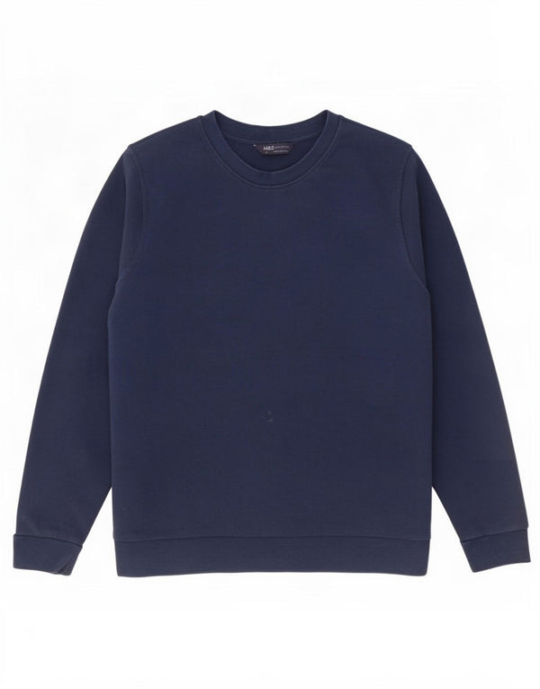 Suéter feminino Marks & Spencer UK 20 2XL algodão azul marinho