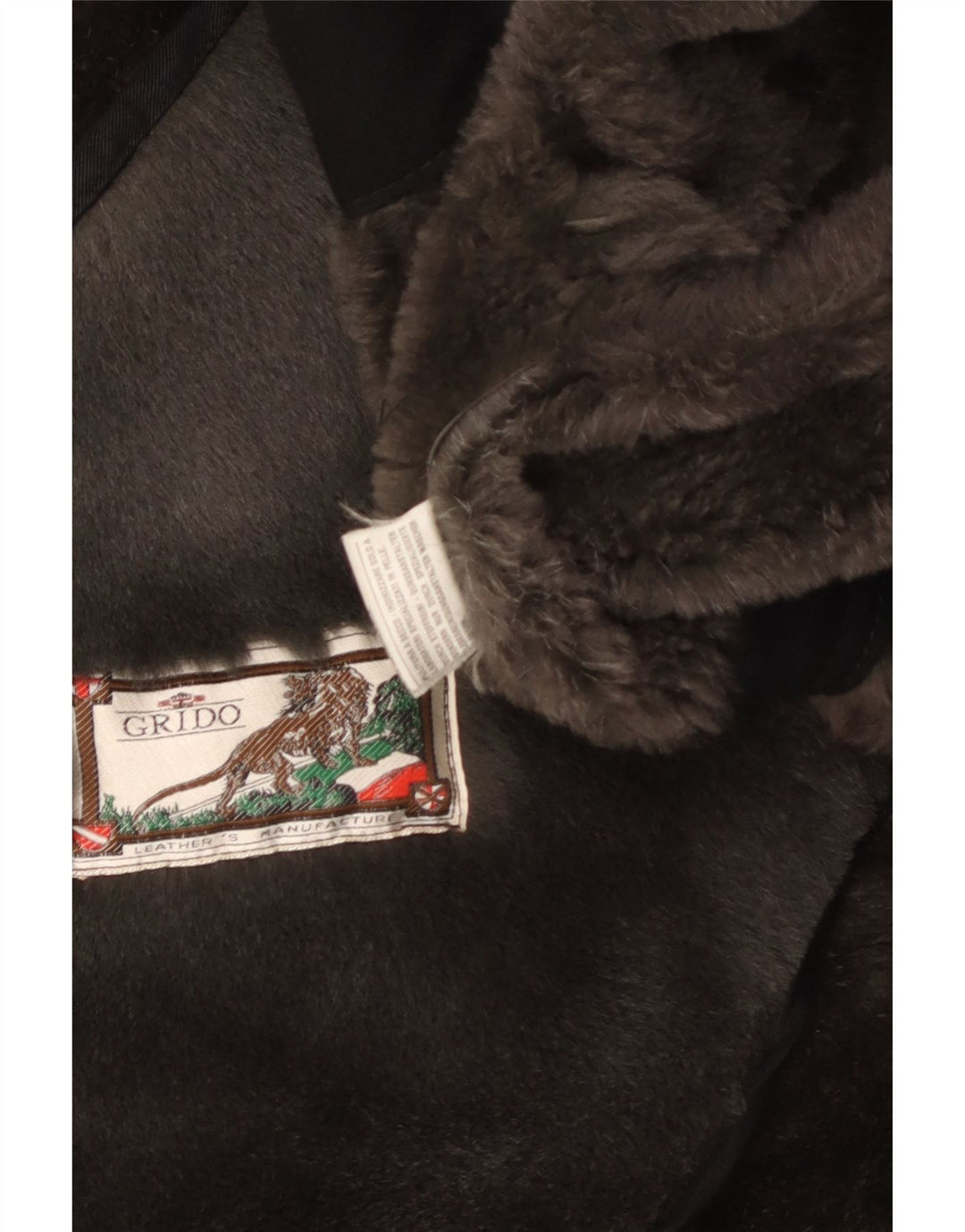 Sobretudo masculino vintage de shearling Reino Unido 40 couro marrom grande