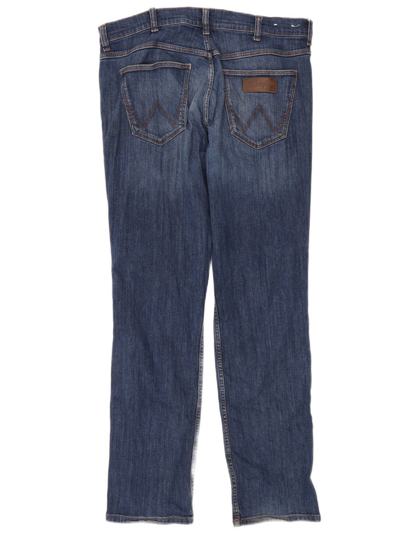 Wrangler Mens Greensboro Straight Jeans W34 L34 Azul Algodão