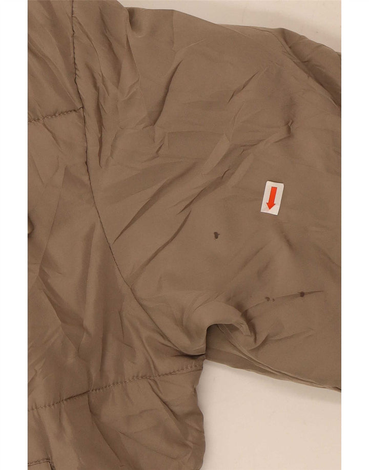 Jaqueta acolchoada com capuz grande Zara para mulher UK 10 poliéster marrom pequeno