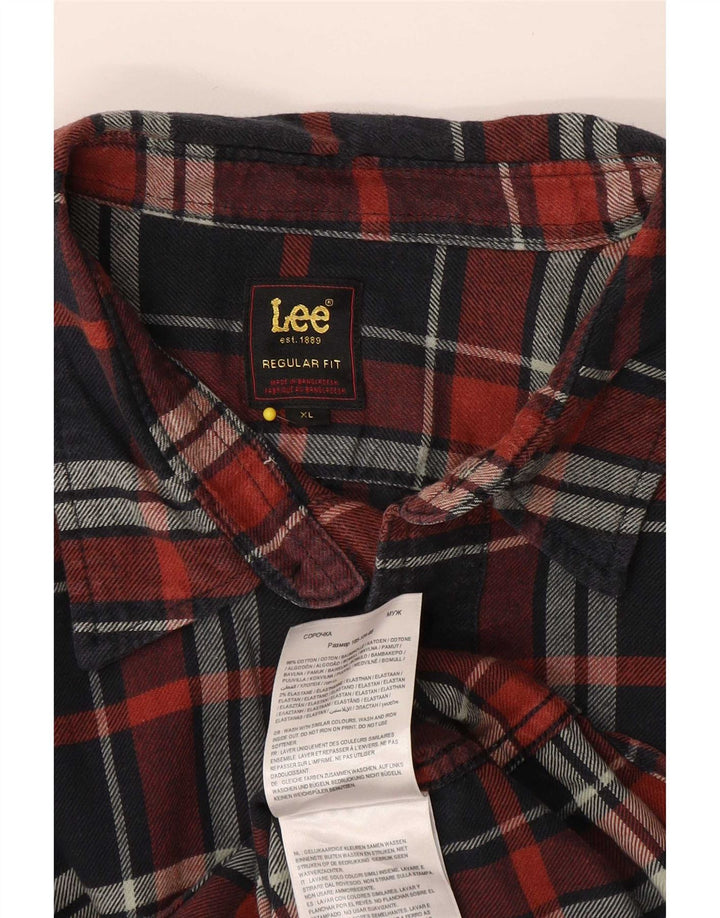Camisa masculina de flanela Lee Regular Fit XL azul marinho xadrez algodão