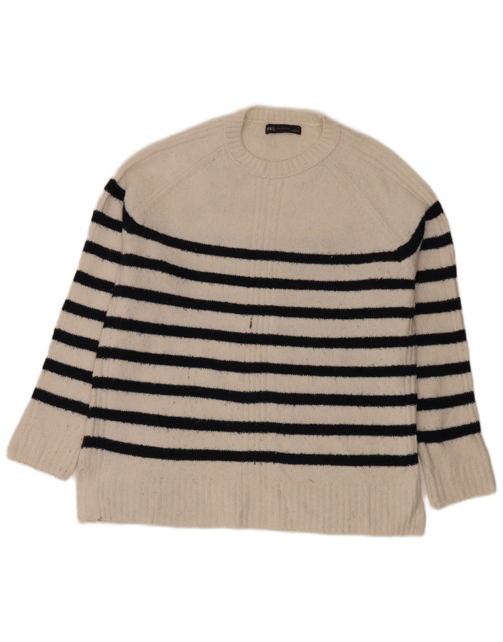 Suéter feminino Marks & Spencer com gola redonda UK 14 médio off white