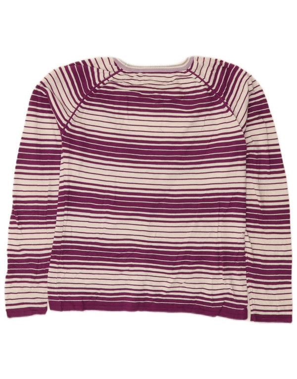 Suéter cardigã feminino Sergio Tacchini Reino Unido 12 algodão listrado roxo médio