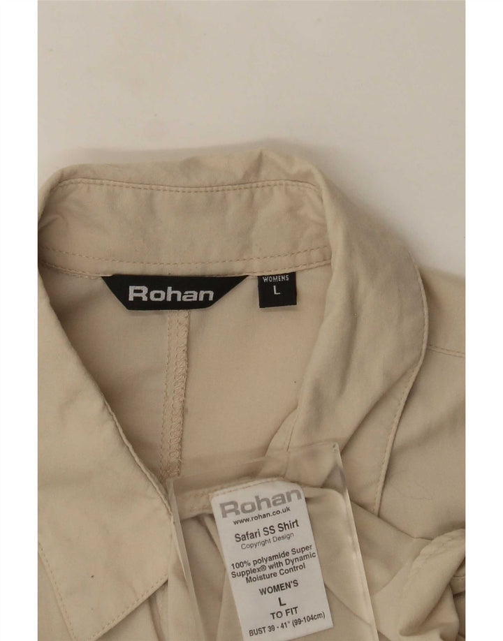 Camisa feminina de manga curta Rohan UK 16 grande poliamida bege