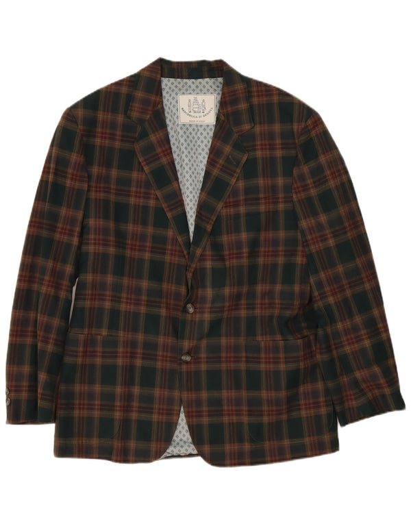 Jaqueta blazer masculina vintage com 2 botões Reino Unido 40 xadrez verde grande