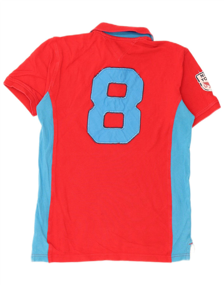 Camisa polo gráfica TOMMY HILFIGER para meninos 15-16 anos XL vermelho colorblock