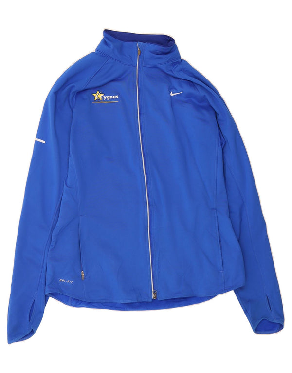 NIKE Womens Dri Fit Tracksuit Top Jacket UK 16 Grande Azul Poliéster
