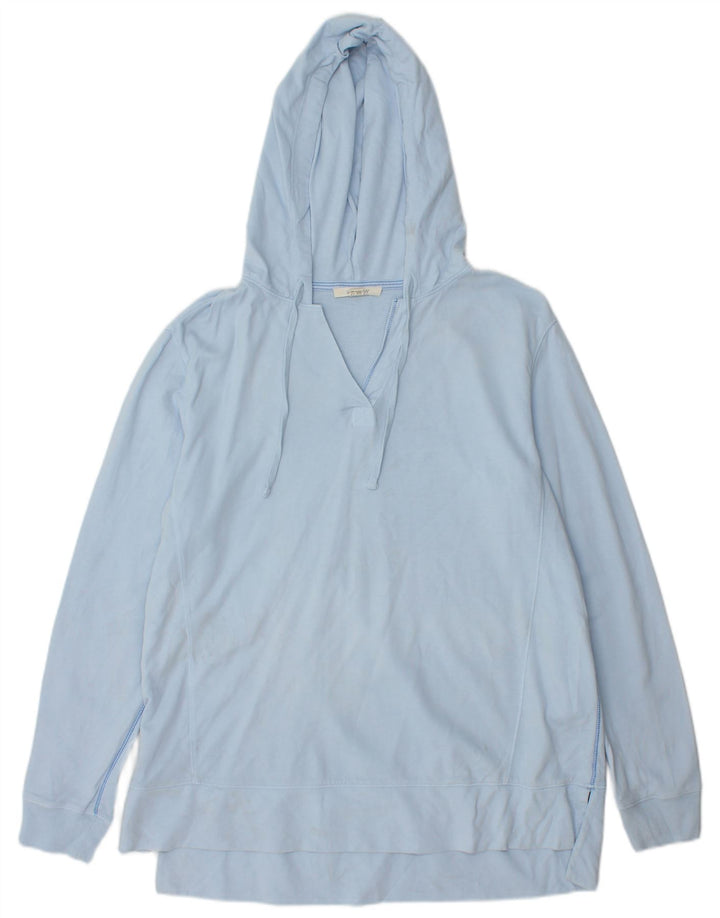 WHITE STUFF Suéter feminino com capuz Reino Unido 12 algodão azul médio