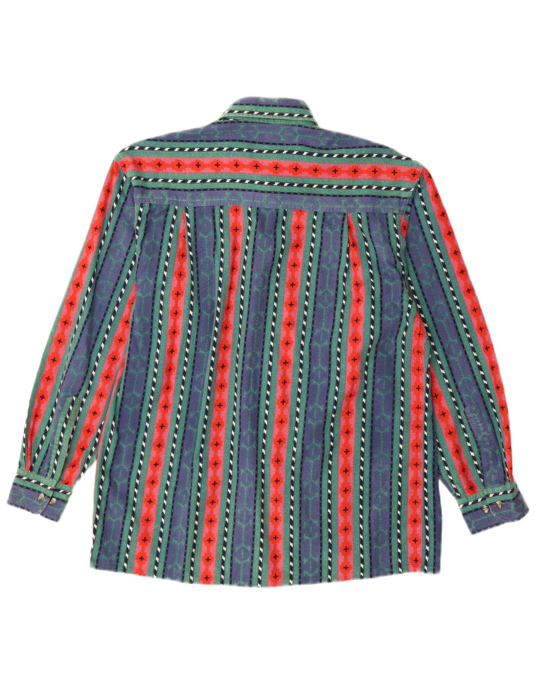 Camisa masculina de flanela VINTAGE tamanho 38 algodão listrado azul médio