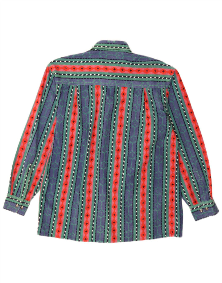 Camisa masculina de flanela VINTAGE tamanho 38 algodão listrado azul médio