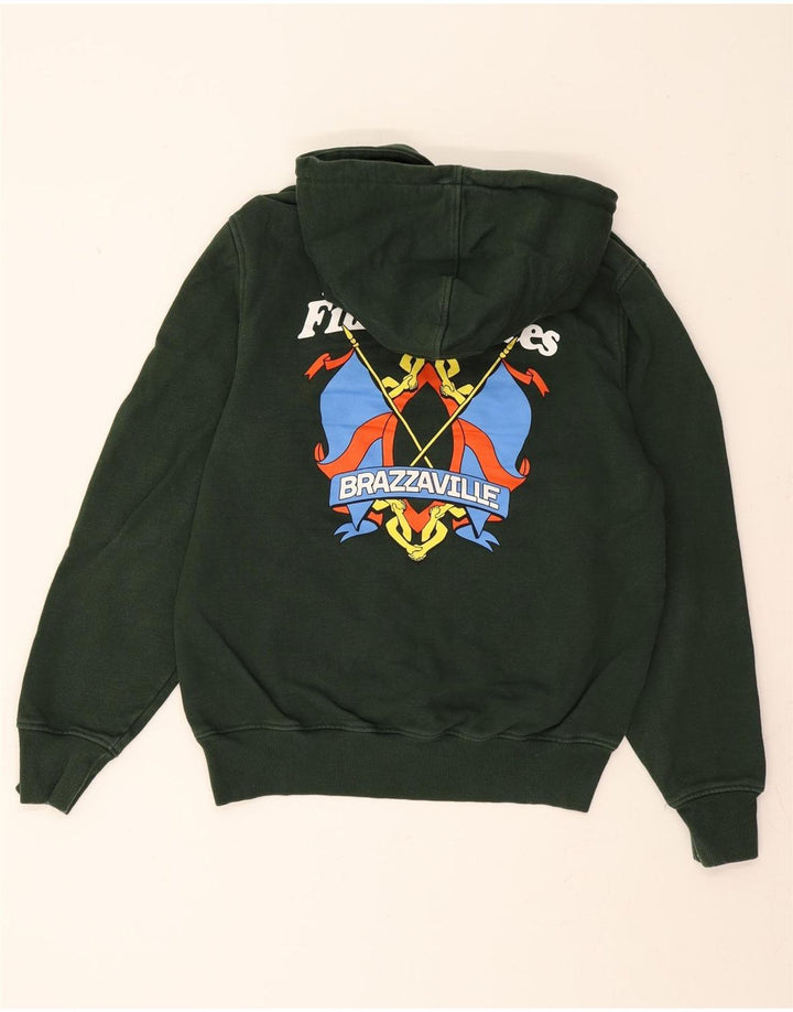 VINTAGE Mens Graphic Hoodie Jumper Small Green Cotton Vintage Vintage and Second-Hand Vintage from Messina Hembry 