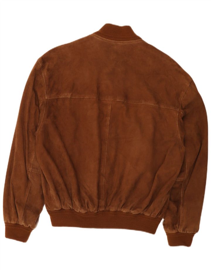 Jaqueta bomber masculina vintage de camurça IT 50 couro marrom grande