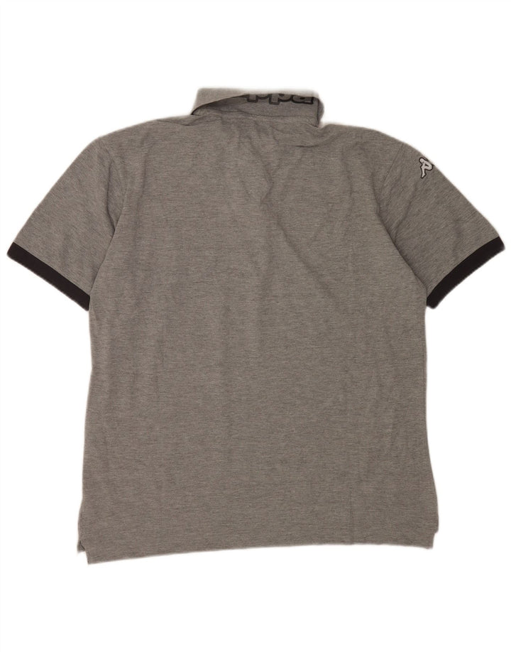 Camisa polo masculina KAPPA gráfica grande cinza colorblock algodão