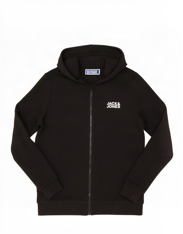 Suéter Jack & Jones Boys com capuz e zíper 15-16 anos algodão preto