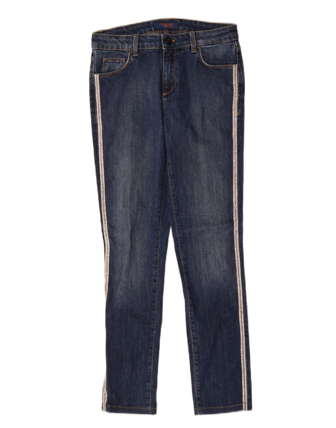 Trussardi Jeans Slim Feminino IT 40 Pequeno W26 L29 Azul Algodão