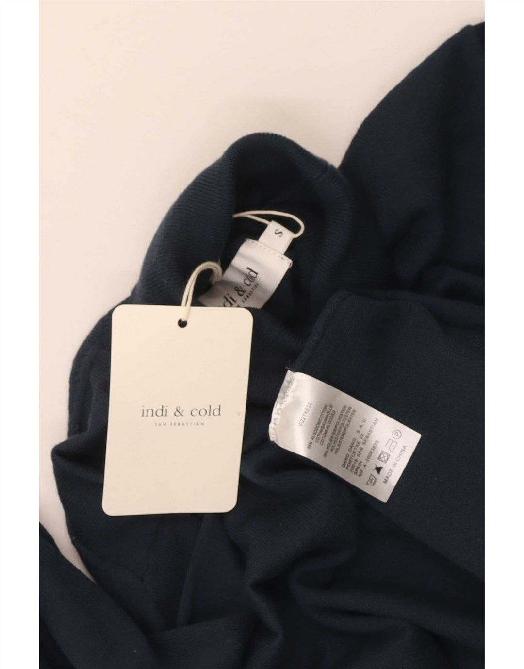 Suéter feminino Indi & Cold com gola alta e gola alta Reino Unido 10 pequeno azul marinho