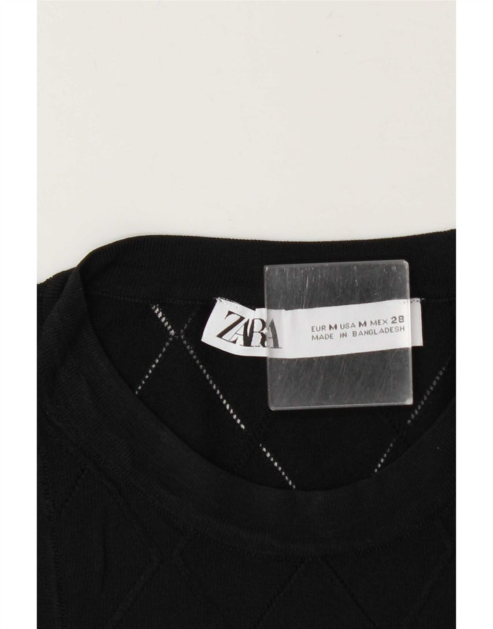 Zara Womens Vest Top UK 12 Médio Preto