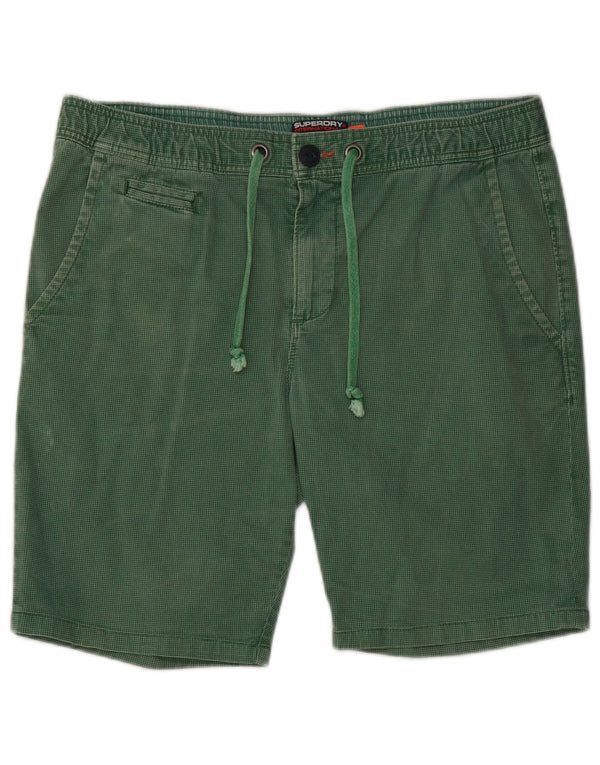 Superdry Mens Chino Shorts Grande W36 Verde Houndstooth Algodão